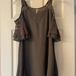 Grey, peep shoulder, tunic top